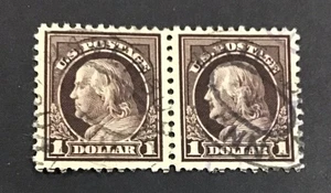 US 1917 XF Used Sc#518.  Pair $1 Violet Brown ,      (A) - Picture 1 of 2