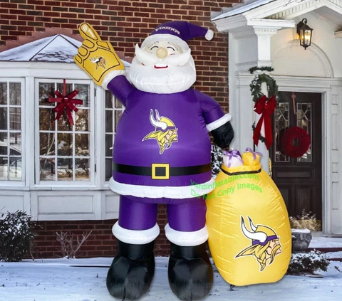 7' Air Blown LED Inflatable NFL Minnesota VIKINGS Santa Claus Mascot Yard Decor Cover