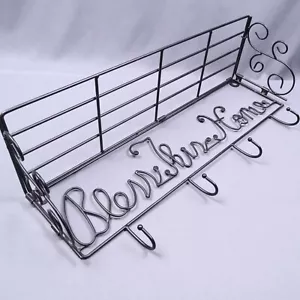 "Bless This Home" Wire Shelf with Hooks 22" long wall mounted foldable - Picture 1 of 9