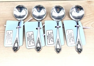 Set di 4 ~1847 Rogers antichi 1911 vecchia colonia placcato argento crema/brodo cucchiai - Foto 1 di 6