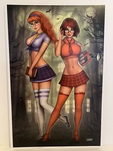 Nathan Szerdy SIGNED Velma & Daphne Art Print Scooby Doo Mystery Machine - Picture 1 of 3