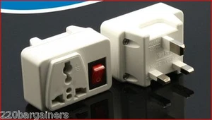 UK Stecker Adapter mit Ein/Aus Schalter - britischer Stil 3-poliger Adapter - Bild 1 von 8