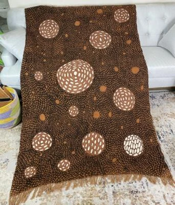 Mudcloth Bogolan Textile Bedsheet Mali Handmade Segou Throw Blanket - Kalo Brown - Image 1 of 4