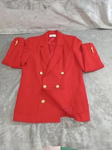 Charles Klein Double Breasted Blazer Size 4 %100 Wool Gold Buttons - Picture 1 of 7