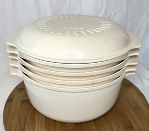 5 PIECE ALMOND TUPPERWARE MICROWAVE STACK COOKER TUPPERWAVE - Picture 1 of 9