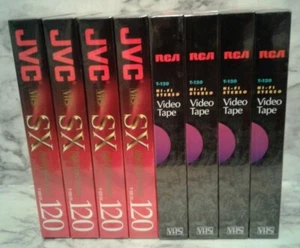 8 NEW Sealed Lot of Blank VHS VCR Video Tapes 6 HR - 4 RCA & 4 JVC SX120 - Picture 1 of 6