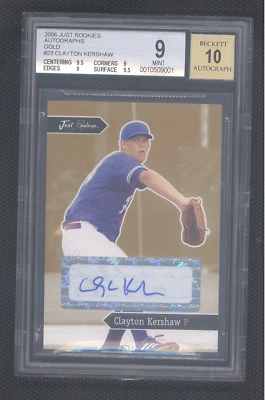 2006 Just Rookies Autographs Gold Clayton Kershaw BGS 9 MINT #/50 - Image 1 of 2