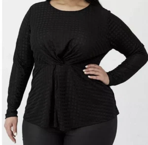 V By Very Curve Square Mesh Long Sleeve Top - Black Size 20 - Picture 1 of 4