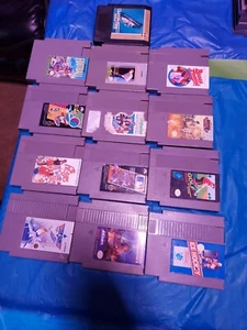 Lot of 13 Nintendo NES games Nintendo Hoops Football Wood & Water Rage Super Spr - Picture 1 of 2
