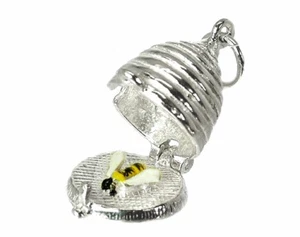 STERLING SILVER OPENING BEEHIVE CHARM - Picture 1 of 6