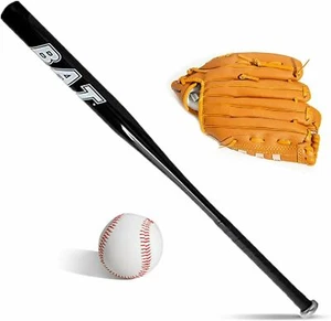 3-teiliges SET Baseballschläger Baseball + Baseball + Handschuh Aluminium 32 Zoll UK Lager SCHWARZ - Bild 1 von 1