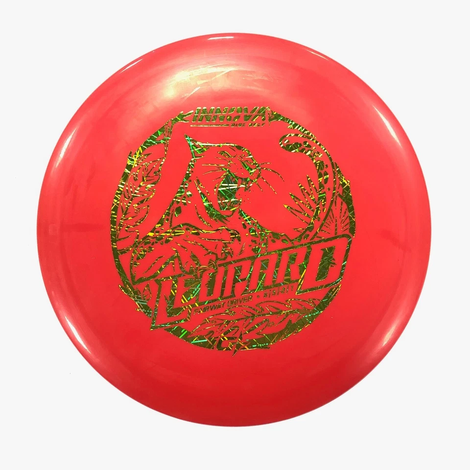 DISC GOLF INNOVA GSTAR LEOPARD LONG GLIDE FAIRWAY DRIVER 173-5g RED W/ GREEN - Image 1 of 1