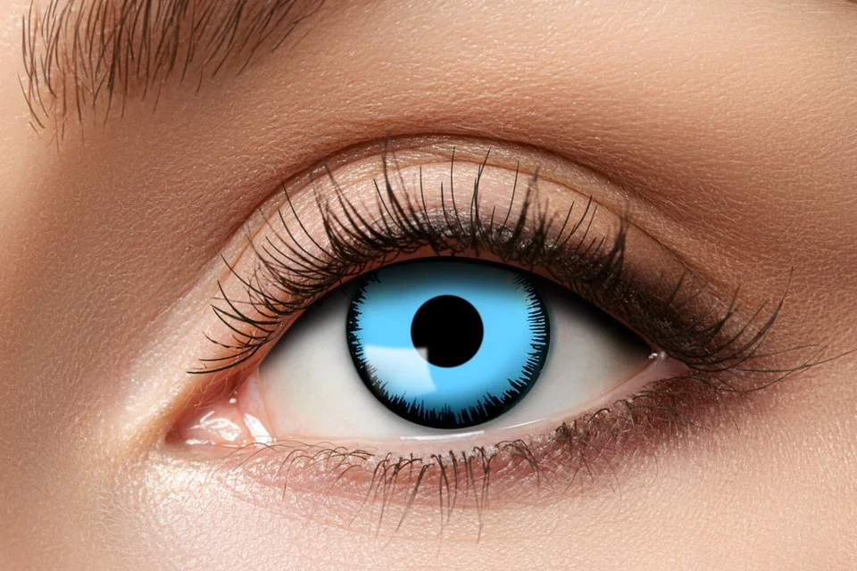 ZOELIBAT Kontaktlinsen 3-Monats Linsen Farblinsen Vampir Blau ohne Stärke 1 Paar Linsen