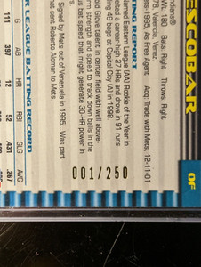 2002 Bowman Chrome X-Fractors Indians #138 Alex Escobar 1/250 #ONE of 250!
