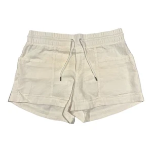 Athleta Cabo Linen 4" Short Women's Size 14 Cream 100% Linen Pockets Drawstring - Picture 1 of 10