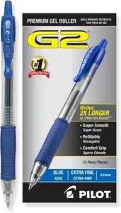 31003 Pilot G2-5 RT Gel Rollerball Pen, Extra Fine 0.5mm, Blue Ink, Pack of 12 - Picture 1 of 2