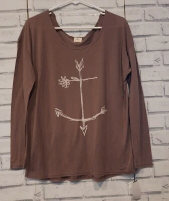 O'Neill женщин размер M вязаный верхний длинным рукавом футболка коричневый бежевый Anchor стрелы новый с Ярлыками - Изображение 1 из 4