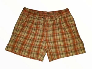 Pantalones Cortos Tommy Bahama Cremallera, Cintura Atada Naranja A Cuadros Para Mujer Talla 6 100% Algodón - Imagen 1 de 3