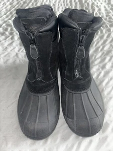 Totes Mens 9 Med Thermolite Front Zip Waterproof Boots Black Leather Upper - Picture 1 of 7