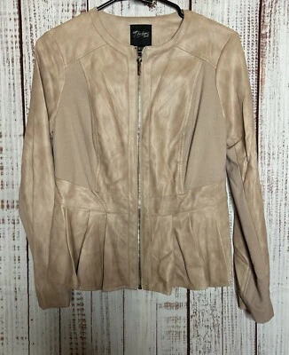 Jaqueta plissada feminina Thalia Sodi couro sintético rosa tamanho XS nova com etiquetas - Imagem 1 de 4