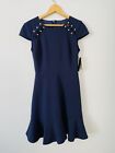 Nwt City Studio Navy Blue Dress, Size 3, Daytime Dress, Pear Trim Cap Sleeve