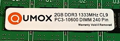 RAM 2GB QUMOX  DDR3  DIMM  240 Pin PC3-10600 1333 Mhz CL9 - Immagine 1 di 3