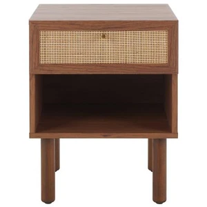 Nightstand Brown Natural Modern Contemporary MDF Glossy - Picture 1 of 4