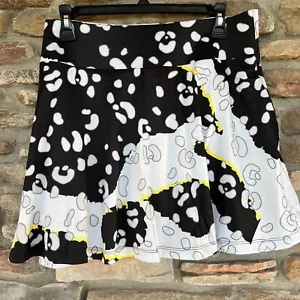 JAMIE SADOCK Geo Printed Pleated Golf Skort White Black Yellow L NWT - Picture 1 of 3
