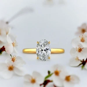 Wedding Yellow  Ring 18k Gold 1.50 Ct Oval Cut IGI Lab Created  Diamond - Picture 1 of 9