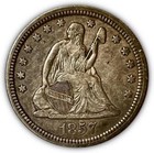 1857 Seated Liberty Quarter Almost Uncirculated Au Coin #5855