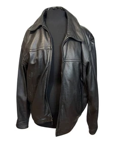 Perry Ellis Portfolio Genuine Leather Bomber Jacket – Men’s Size Large - Picture 1 of 11