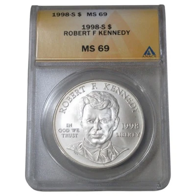 1998-S Robert F. Kennedy  $1 ANACS MS 69 Silver Dollar Commemorative - Image 1 of 2