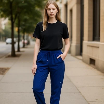 Pantalones Médicos Barco's Unify Para Mujer Azul Marino Cordón Cintura Elástica Talla L Foto 1 de 4