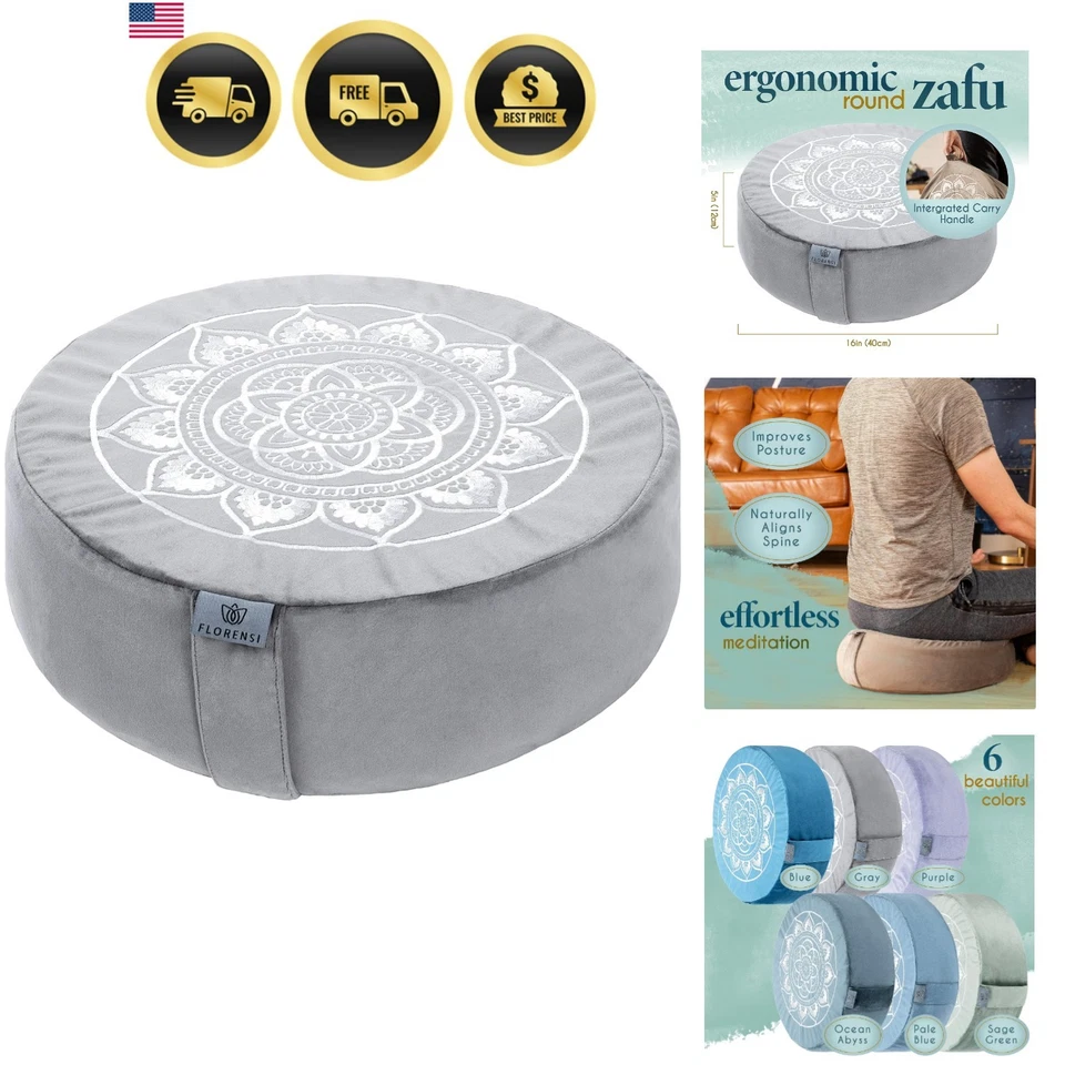 Cushion Large Velvet Meditation Pillow Premium Yoga Women Men Sitting Buckwheat