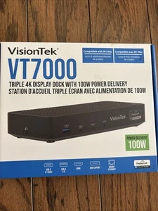 VisionTek VT7000 Station d'accueil USB-C triple écran 4K avec alimentation 100W - Photo 1/3