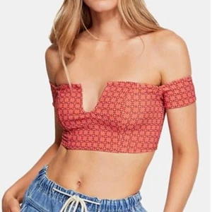 NUEVO CON ETIQUETAS Free People Lucky Now Brami Camisa Corta Hombro Descubierto XS X-Pequeña Elástica - Imagen 1 de 10