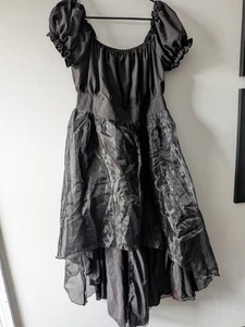Goth/Punk Black Dress. Long Organza Back, Short Organza Front. Brand New Size L. - Picture 1 of 7