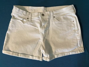 LEVI’S pantaloncino jeans denim bianco lunghezza media vita alta donna taglia 31 - Foto 1 di 5