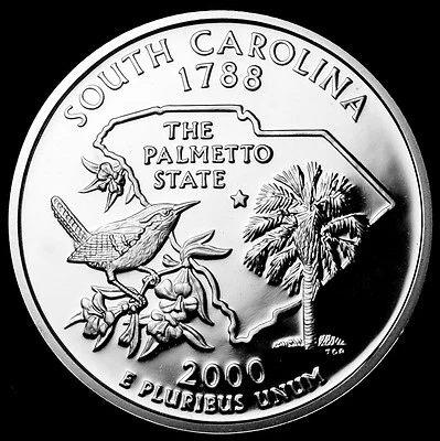 2000 S South Carolina Mint Silver Proof ~ Statehood Quarter from U.S. Proof Set  - Image 1 of 2