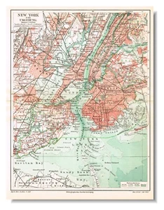 NEW YORK CITY QUEENS 1912 Original Map NY STATE USA plan NEWARK BRONX - Picture 1 of 13