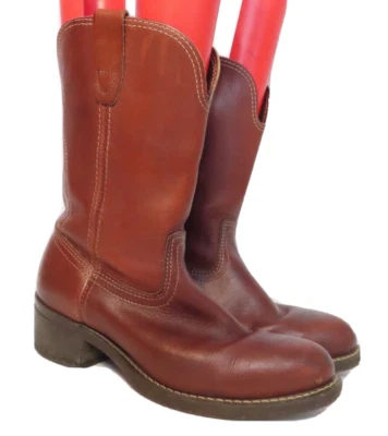 Мужские винтажные ковбойские сапоги Georgia Western без застежек кожа коричневые размер 8,5 D  - Изображение 1 из 4