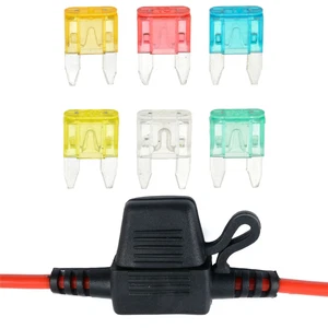 In-Line Mini Blade Fuse Holder with 6 Fuses 12V 30A Car Automotive - Picture 1 of 1