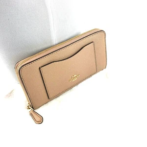 Portafoglio Coach Crossgrain pelle fisarmonica zip nuovo con etichette, rosa nudo #F54007 vendita al dettaglio $250 - Foto 1 di 9