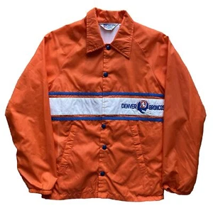 Vintage Denver Broncos Coaches Jacket Youth Large Orange 80s NFL Football Elway - Picture 1 of 9