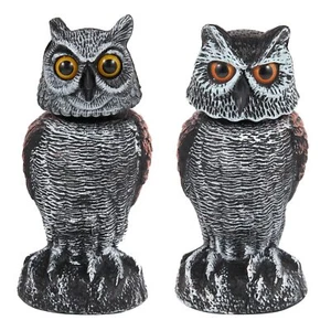 All-Season Outdoor Owl Decoy - 2 Pack Rotating Head Sculptures for Yard Safety - Picture 1 of 7