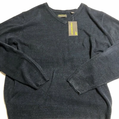 JOHN BARTLETT Mens Sz Large Blue V Neck Sweater NWT $45 Acrylic - Imagem 1 de 4