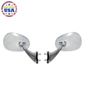 Chrome Fender Mirrors PORSCHE 356 356A 356B 356C 356SC T1 T2 T5 T6 Pair ELLIPSE - Picture 1 of 6