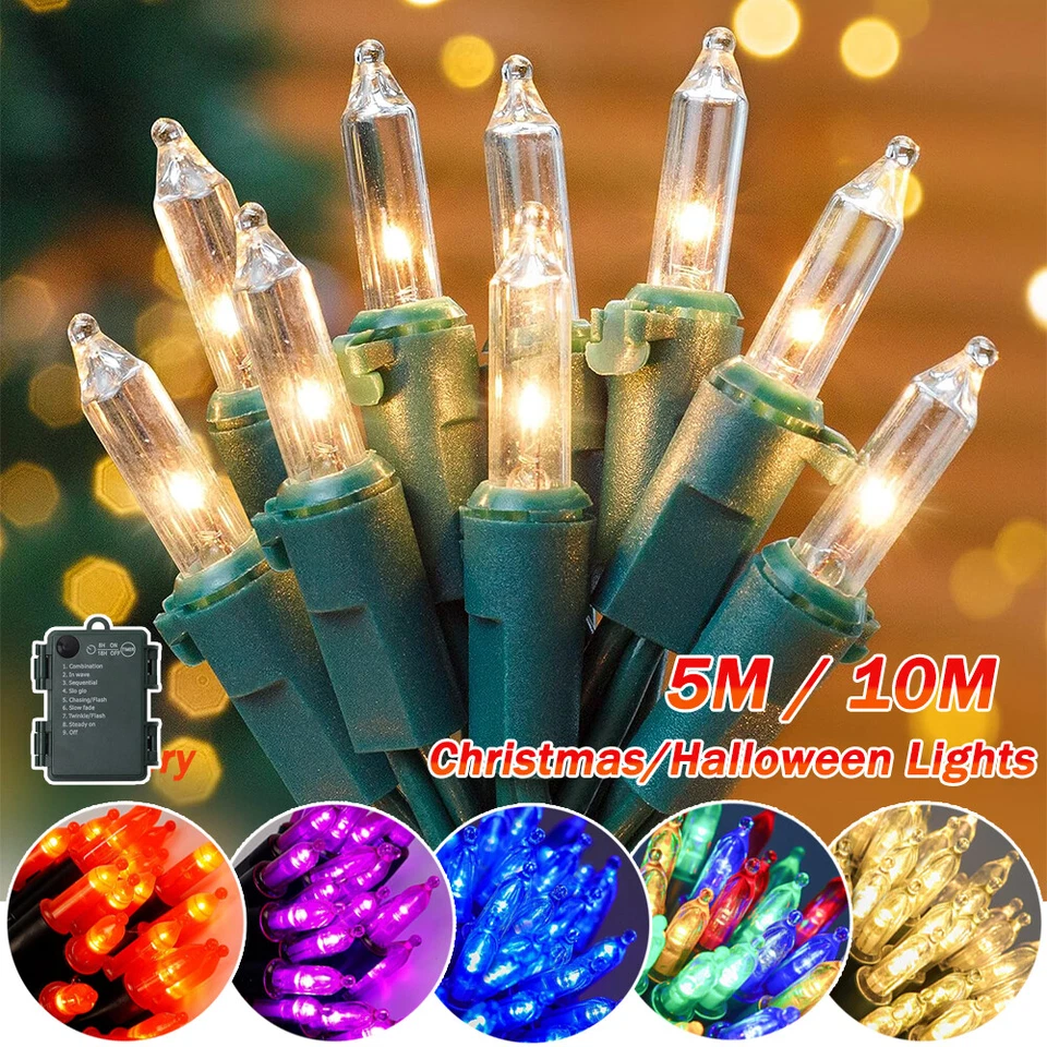 Battery 50/100LED Mini String Light 8 Modes & Timer Outdoor Christmas Tree Decor - Image 1 of 4