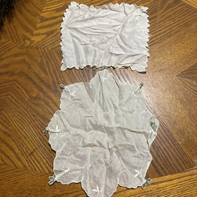 Lote de 2 pañuelos vintage con flecos con cordones de algodón Foto 1 de 4