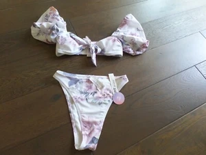 NWT Latest CUPSHE X JOJO FLETCHER 2 piece w/ top short puff sleeves, sz S - Picture 1 of 9